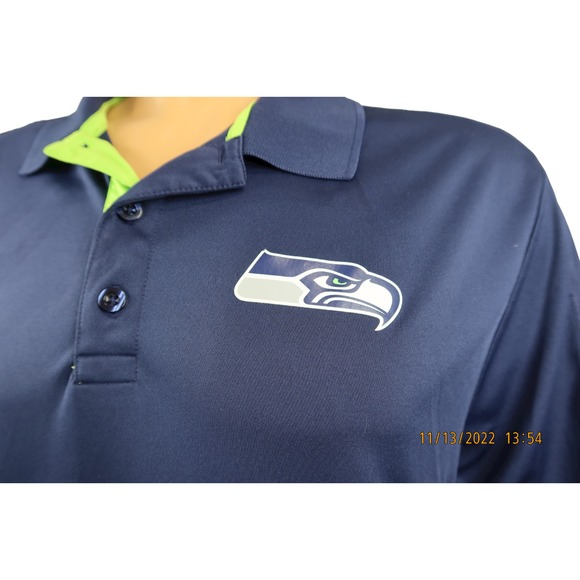 Seattle Seahawks Polo Shirt Size XL NFL‎ Football Blue Majestic CoolBase - Picture 1 of 7